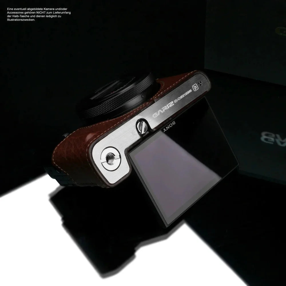 Half Case Bereitschaftstasche | Leder, Schwarz, Sony | Gariz Design | Fototasche Für Sony Dsc-rx100 Vii Und Rx100 Vi Aus Leder | Gariz