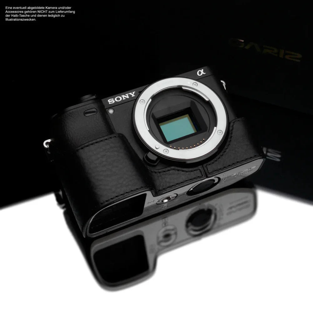 Half Case Bereitschaftstasche | Leder, Schwarz, Sony | Gariz Design | Fototasche Von Gariz Aus Leder Für Sony Alpha A6400 A6300 Und A6100 |