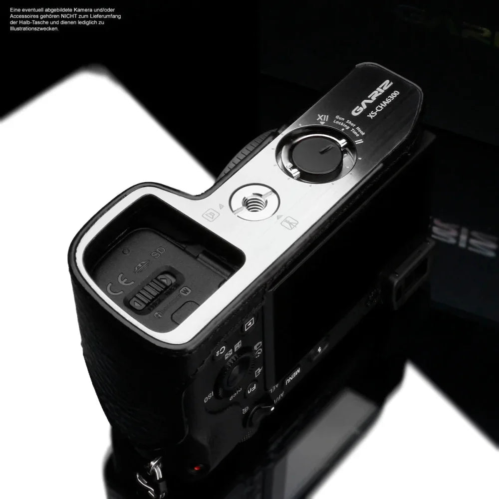 Half Case Bereitschaftstasche | Leder, Schwarz, Sony | Gariz Design | Fototasche Von Gariz Aus Leder Für Sony Alpha A6400 A6300 Und A6100 |