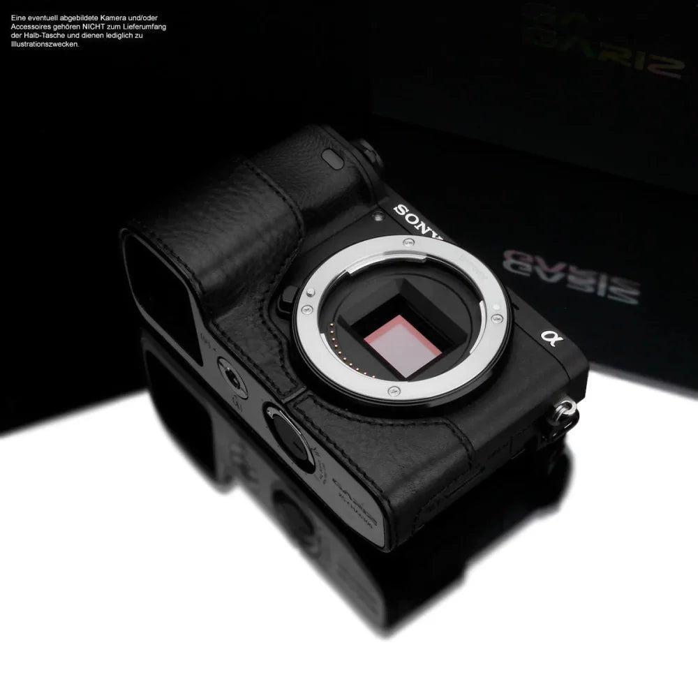 Half Case Bereitschaftstasche | Leder, Schwarz, Sony | Gariz Design | Fototasche Von Gariz Aus Leder Für Sony Alpha A6400 A6300 Und A6100 |
