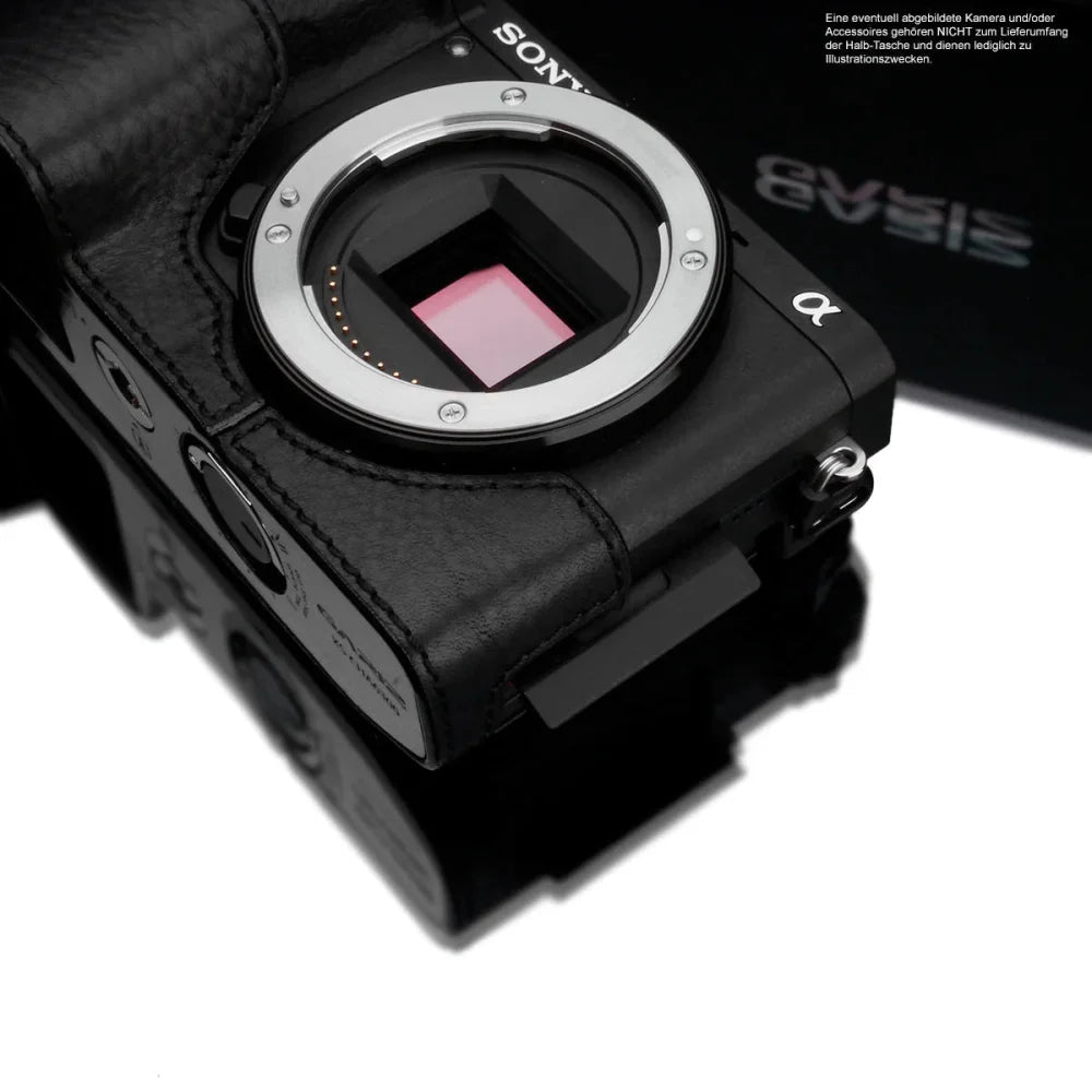 Half Case Bereitschaftstasche | Leder, Schwarz, Sony | Gariz Design | Fototasche Von Gariz Aus Leder Für Sony Alpha A6400 A6300 Und A6100 |