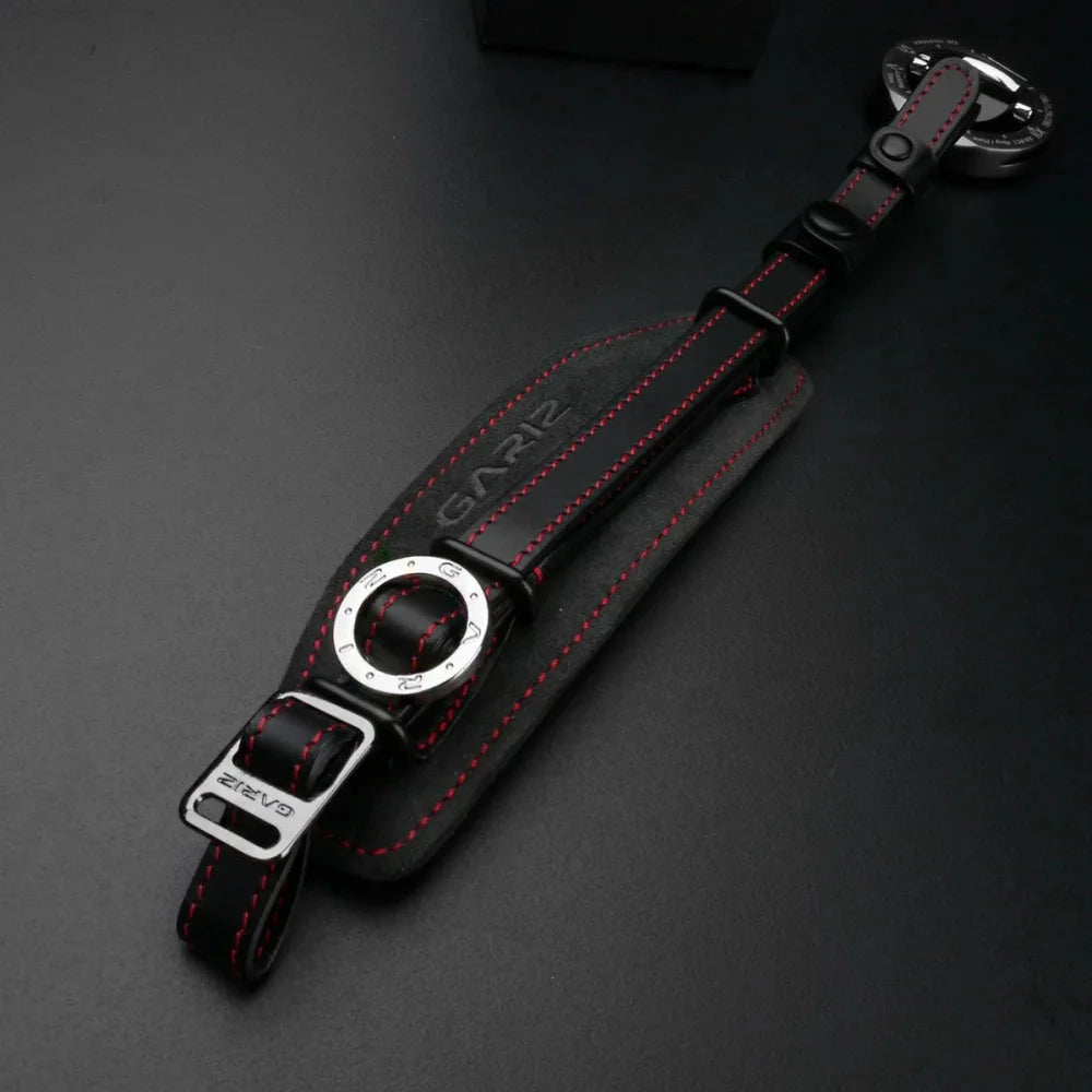 Handschlaufe | Alcantara, Leder, Schwarz Und Rot | Gariz Design | Gariz Alcantara Kamera Handschlaufe Und Schnellwechelplatte Im Set /