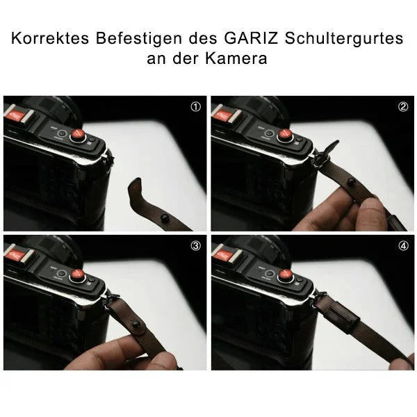 Kameragurte | Leder, Schwarz | Gariz Design | Gariz Echtleder Designer Kamera-gurt / Schultergurt / Trageriemen / Xs-chlsnbk
