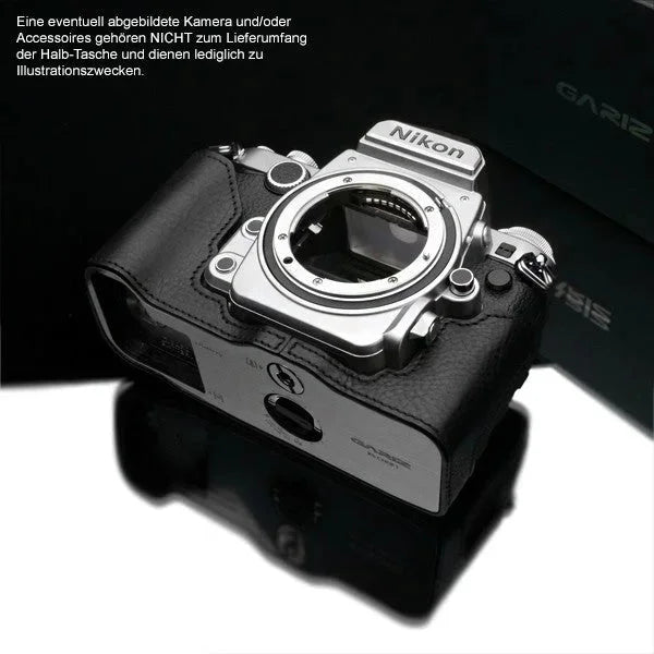 Half Case Bereitschaftstasche | Leder, Nikon, Schwarz | Gariz Design | Gariz Kameratasche Ledertasche Tasche Fototasche Für Nikon Df Kamera