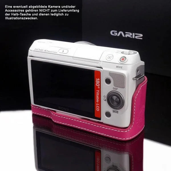 Half Case Bereitschaftstasche | Leder, Rosa / Pink, Sony | Gariz Design | Gariz Kameratasche Ledertasche Tasche Fototasche Für Sony Nex-f3
