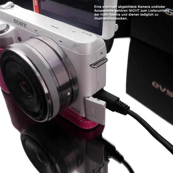 Half Case Bereitschaftstasche | Leder, Rosa / Pink, Sony | Gariz Design | Gariz Kameratasche Ledertasche Tasche Fototasche Für Sony Nex-f3