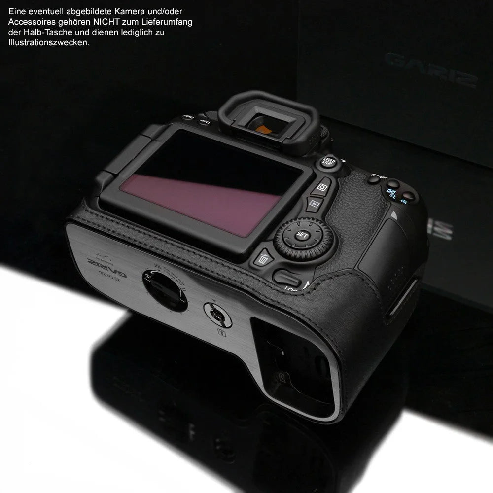 Half Case Bereitschaftstasche | Canon, Leder, Schwarz | GARIZ Design | GARIZ Kameratasche Ledertasche Tasche für Canon EOS 70D / XS-CH70DBK