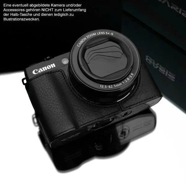 Half Case Bereitschaftstasche | Canon, Leder, Schwarz | Gariz Design | Gariz Kameratasche Ledertasche Tasche Für Canon G1x Mark Ii (2) /