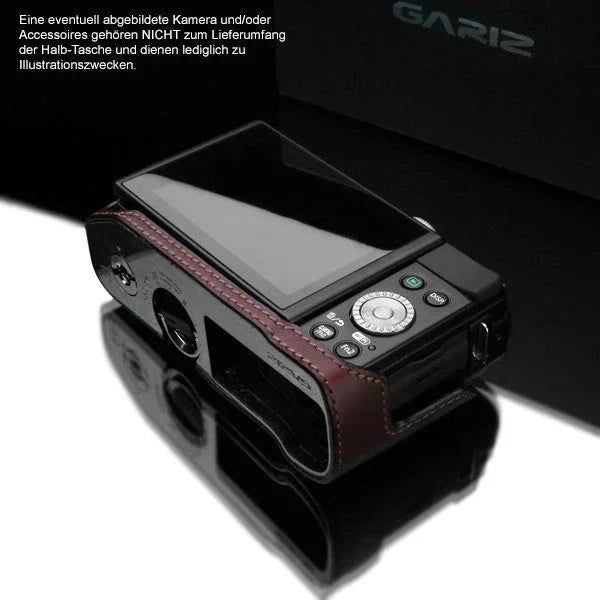 Half Case Bereitschaftstasche | Dunkelbraun, Leder, Panasonic | Gariz Design | Gariz Kameratasche Ledertasche Tasche Für Panasonic Lumix