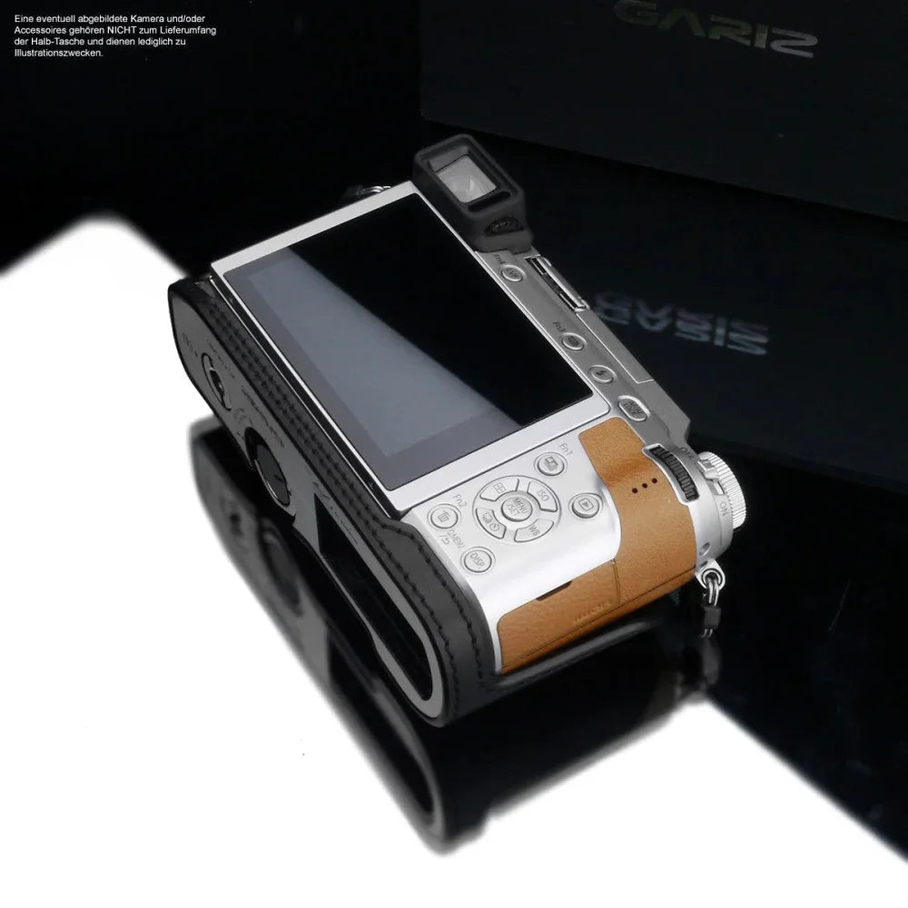 Half Case Bereitschaftstasche | Leder, Panasonic, Schwarz | Gariz Design | Gariz Kameratasche Ledertasche Tasche Für Panasonic Lumix