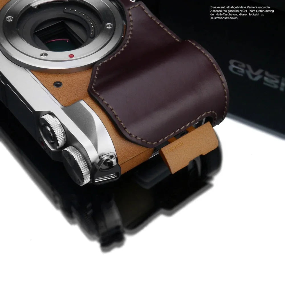 Half Case Bereitschaftstasche | Dunkelbraun, Leder, Panasonic | Gariz Design | Gariz Kameratasche Ledertasche Tasche Für Panasonic Lumix