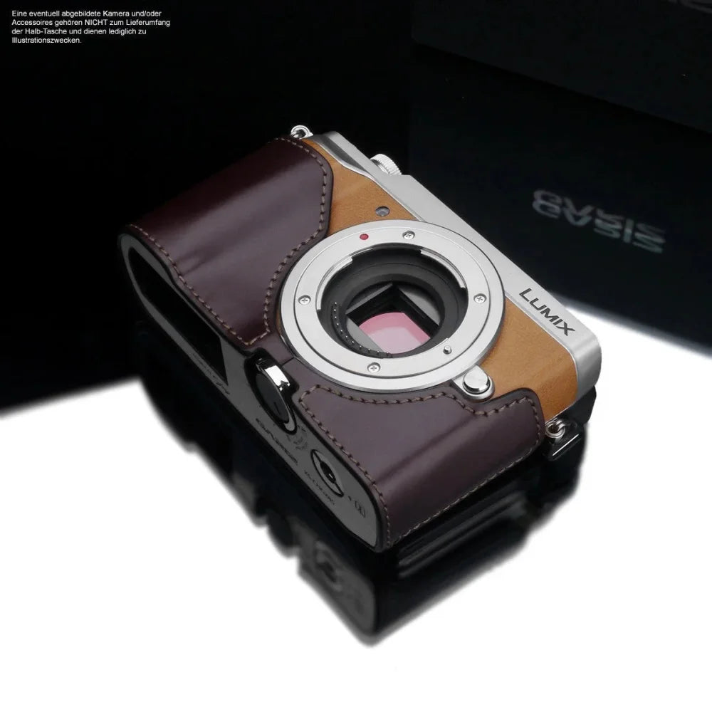 Half Case Bereitschaftstasche | Dunkelbraun, Leder, Panasonic | Gariz Design | Gariz Kameratasche Ledertasche Tasche Für Panasonic Lumix