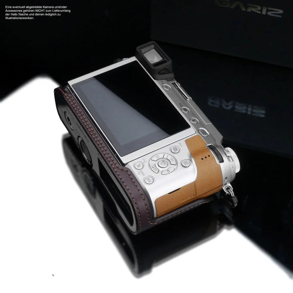 Half Case Bereitschaftstasche | Dunkelbraun, Leder, Panasonic | Gariz Design | Gariz Kameratasche Ledertasche Tasche Für Panasonic Lumix