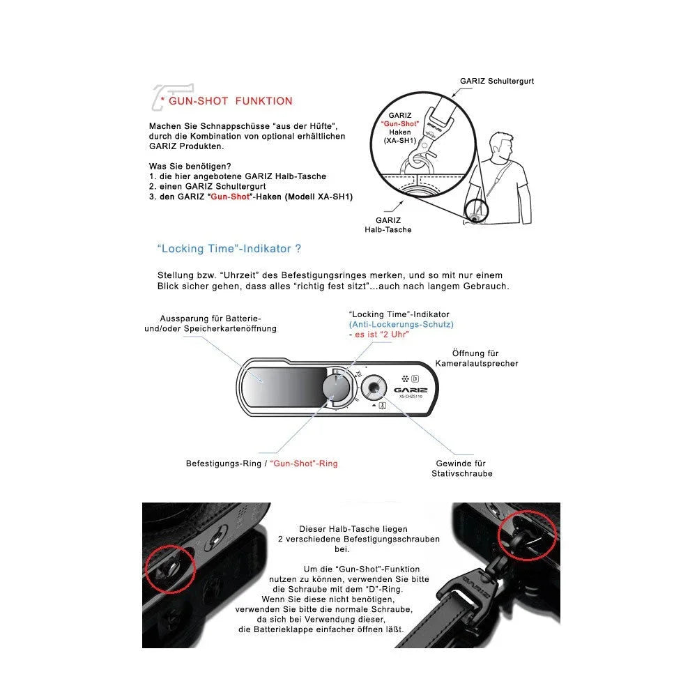 Half Case Bereitschaftstasche | Dunkelbraun, Leder, Panasonic | Gariz Design | Gariz Leder Kameratasche Fototasche Für Panasonic Lumix