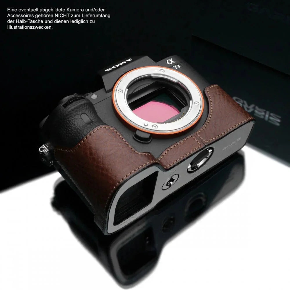 Half Case Bereitschaftstasche | Dunkelbraun, Leder, Sony | Gariz Design | Gariz Leder Kameratasche Für Sony Alpha A7 Ii A7r Ii A7s Mark Ii /