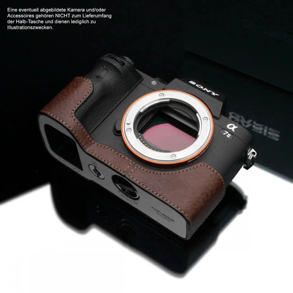 Half Case Bereitschaftstasche | Dunkelbraun, Leder, Sony | Gariz Design | Gariz Leder Kameratasche Für Sony Alpha A7 Ii A7r Ii A7s Mark Ii /