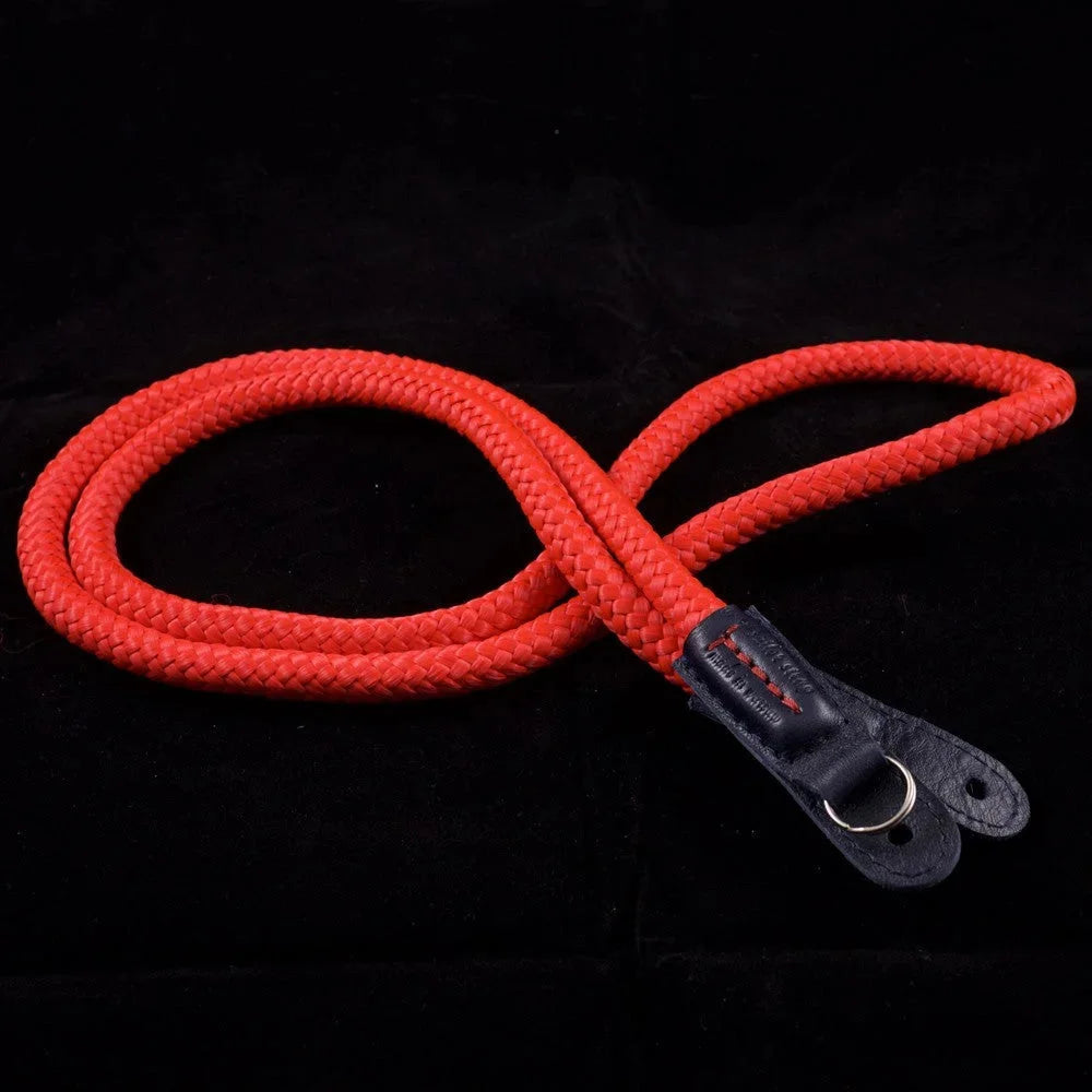 Kameragurte | Leder, Schwarz Und Rot, Seil | Sailor Strap | Hochwertiger Kameragurt Aus Seil Und Pflanzlich Gegerbtem Leder | Rot Navy Blau