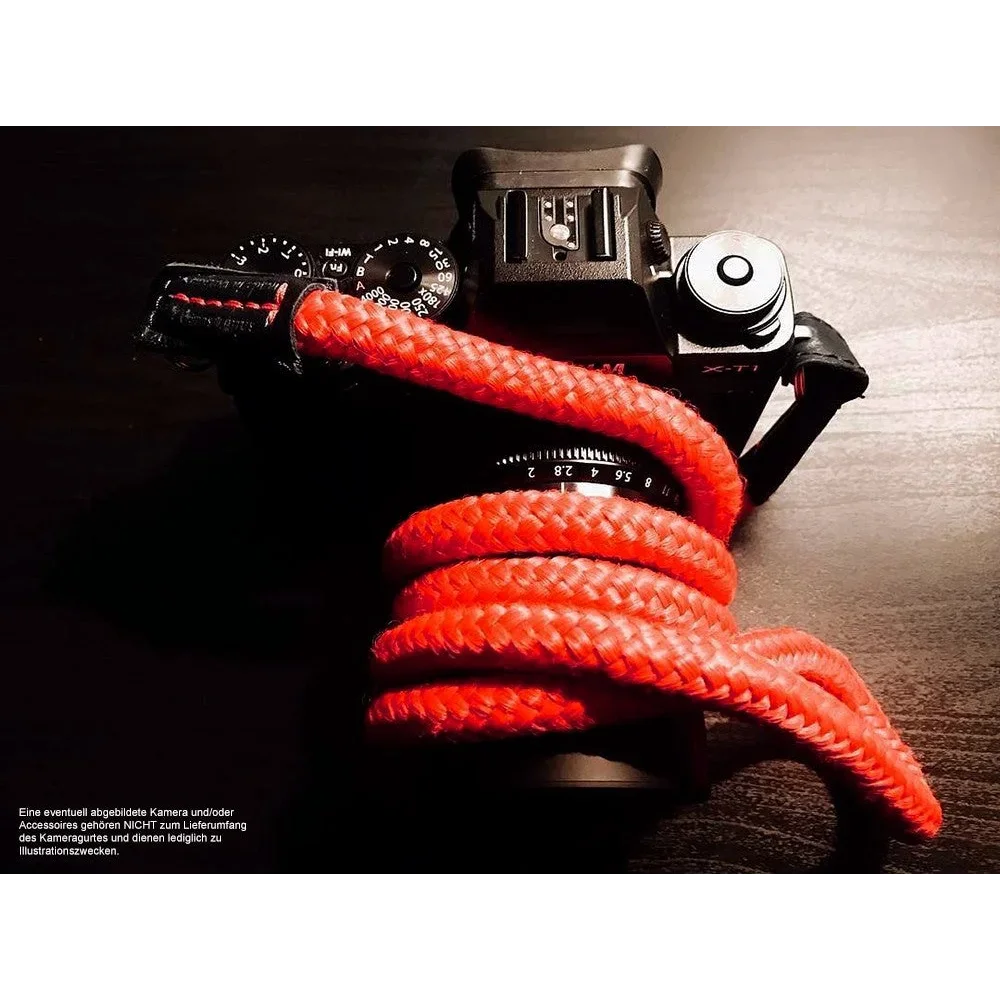 Kameragurte | Leder, Schwarz Und Rot, Seil | Sailor Strap | Hochwertiger Kameragurt Aus Seil Und Pflanzlich Gegerbtem Leder | Rot Navy Blau