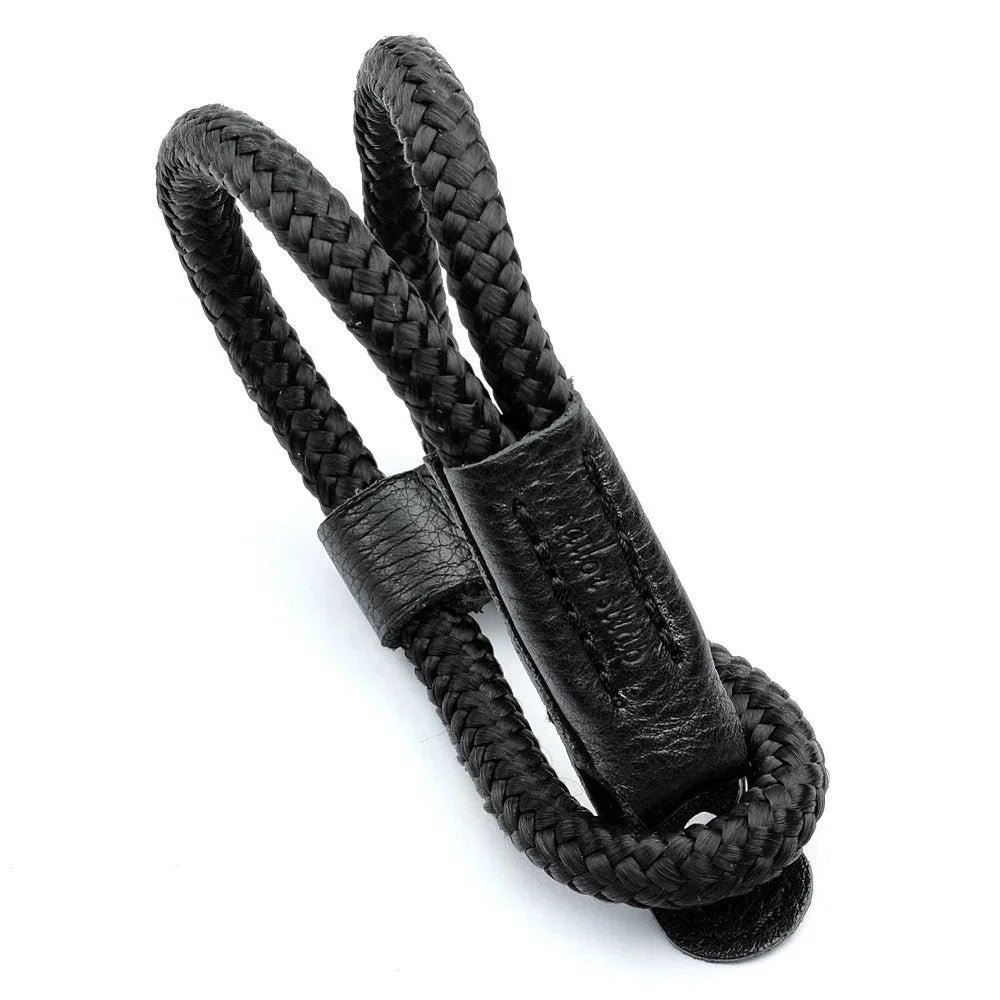 Handschlaufe | Leder, Schwarz, Seil | Sailor Strap | Kamera Handschlaufe Aus Seil Und Leder In Schwarz | Handgefertigt | Sailor Strap