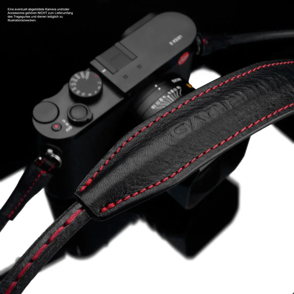 Kameragurte | Leder, Schwarz | Gariz Design | Kamera Schultergurt Aus Leder In Schwarz Rot Von Gariz | Xs-csnmbkr