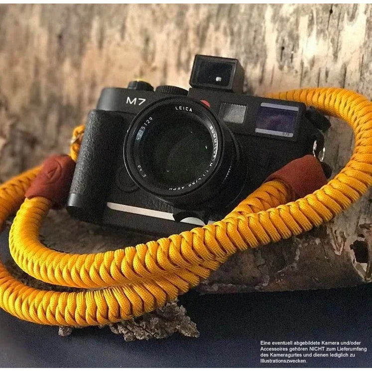 Camera shoulder strap made of paracord in yellow BOA by Monarch