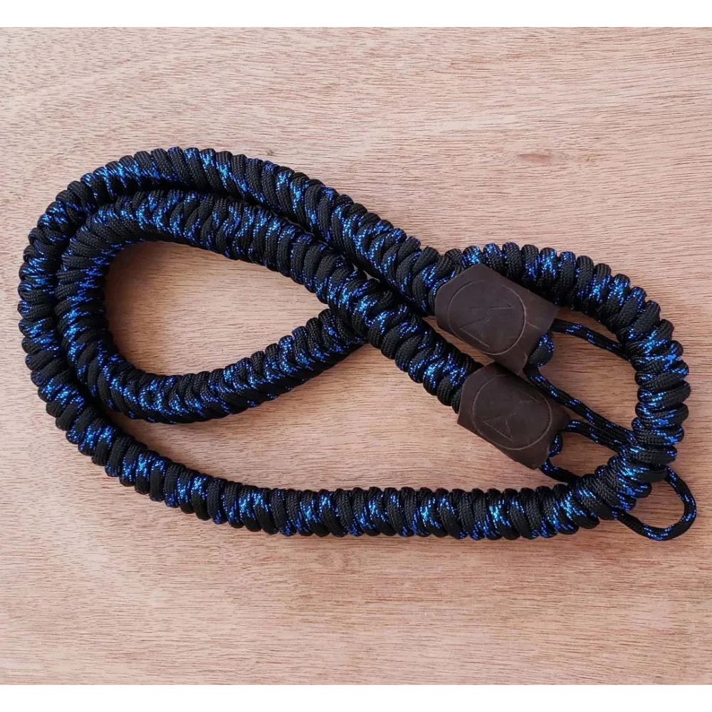 Kameragurte | Leder, Schwarz, Seil | Monarch Vii | Kamera Schultergurt Aus Paracord Seil | Monarch Strap Usa | Schwarz Blau | Gr.m
