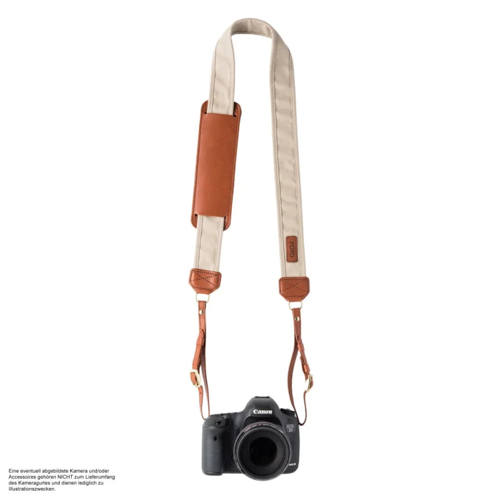 Kameragurte | Baumwolle, Beige / Weiß, Leder | Fotostrap By Katie Norris Foto Usa | Kamera Schultergurt Fotostrap Für Z.b. Leica Sl | Stone