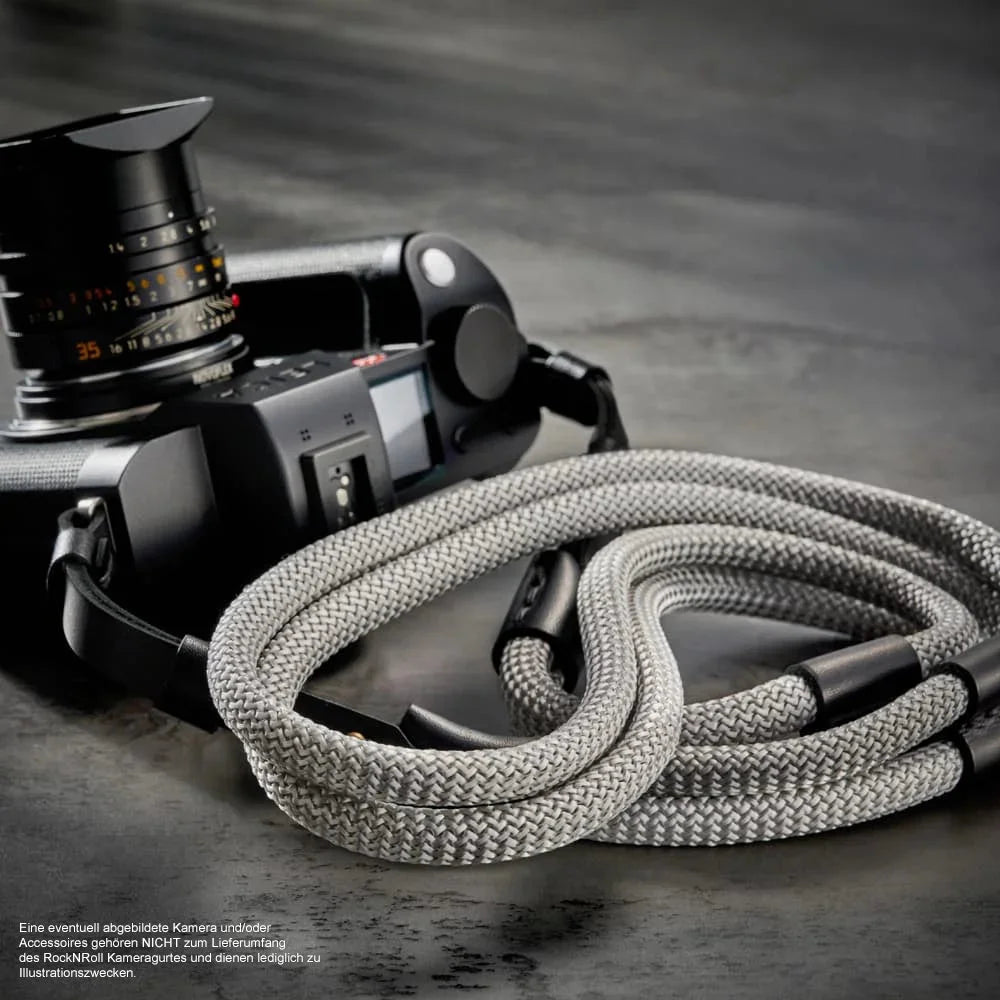 Kameragurte | Grau / Silber, Leder, Seil | Rock n Roll Camera Straps And Bags | Kamera Schultergurt Für Leica Sl2 Sl s Aus Seil | Silber