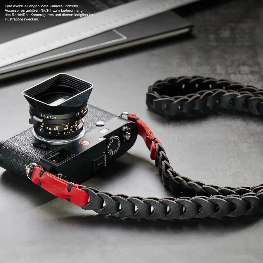 Kameragurte | Leder, Schwarz Und Rot | Rock n Roll Camera Straps And Bags | Kamera Tragegurt Aus Leder Von Rock n Roll Camera Straps In