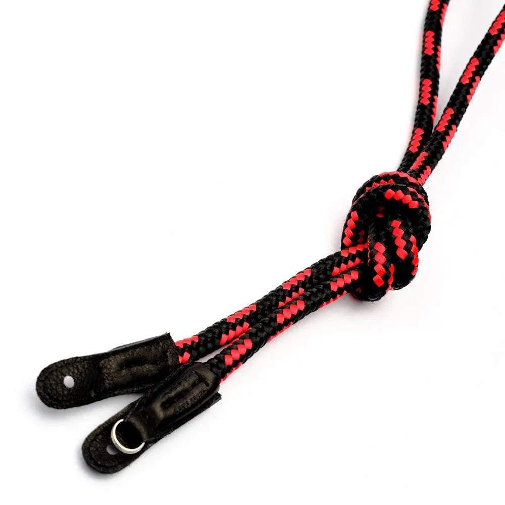 Kameragurte | Leder, Schwarz Und Rot, Seil | Sailor Strap | Kamera Tragegurt Aus Seil Geflochten | Sailor Strap | Handgemacht | Schwarz Rot