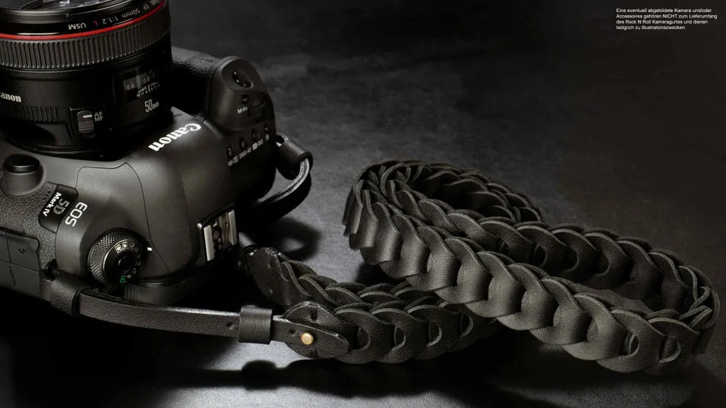 Kameragurte | Leder, Schwarz | Rock n Roll Camera Straps and Bags | Kamera Tragegurt für DSLR und Systemkameras | Leder Schwarz | Rock n