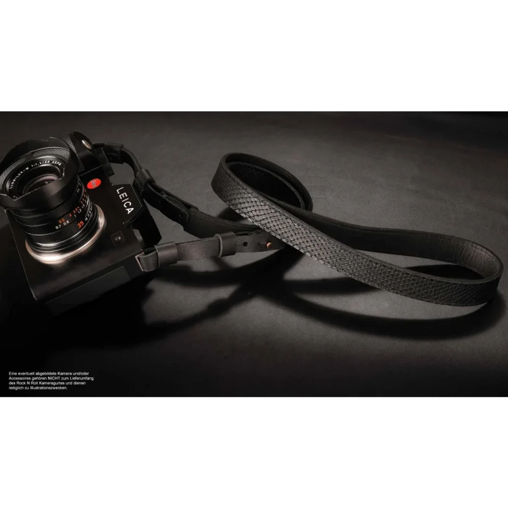 Kameragurte | Leder, Schwarz | Rock n Roll Camera Straps And Bags | Kamera Tragegurt Für Leica Sl Sl2 s | Reptil Leder Prägung | Rock n Roll