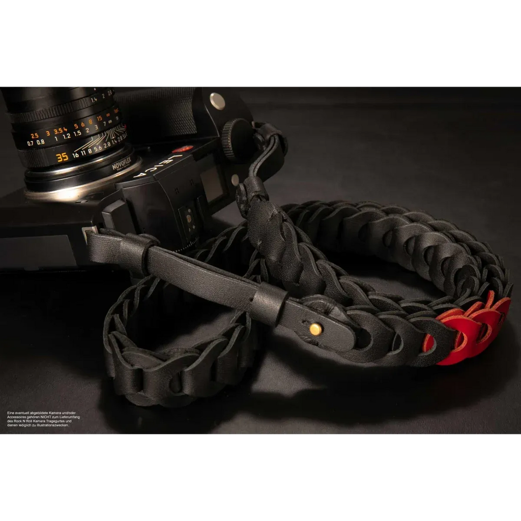 Kameragurte | Leder, Schwarz Und Rot | Rock n Roll Camera Straps And Bags | Kamera Tragegurt Für Leica Sl Sl2 Und s | Schwarz Rot | Rock n