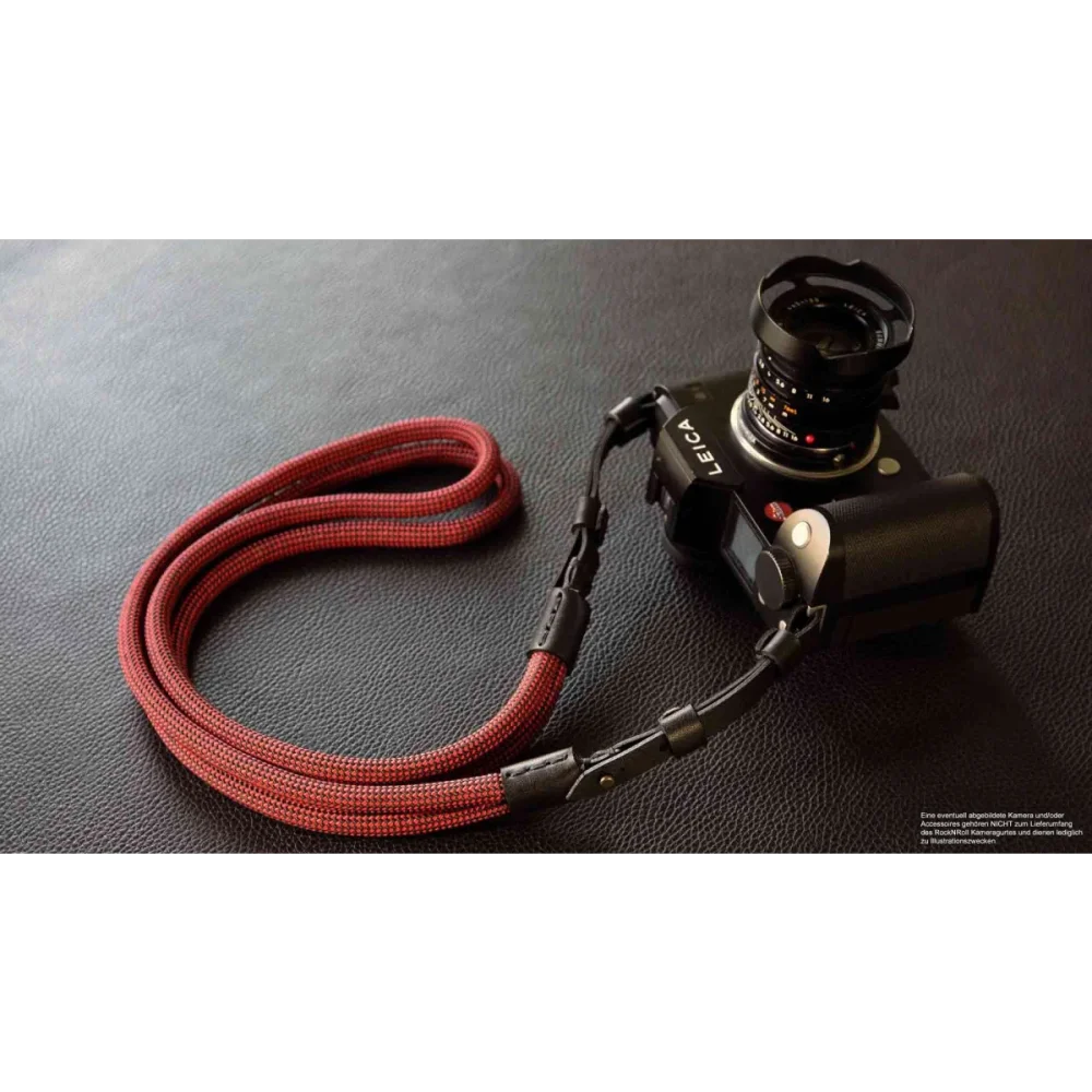 Kameragurte | Leder, Schwarz Und Rot, Seil | Rock n Roll Camera Straps And Bags | Kamera Tragegurt Für Leica Sl2 Sl s | Poly Seide Seil |