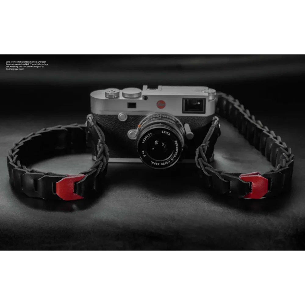 Kameragurte | Leder, Schwarz Und Rot | Rock n Roll Camera Straps And Bags | Kameragurt Aus Leder | Design Von Rock n Roll Camera Straps |