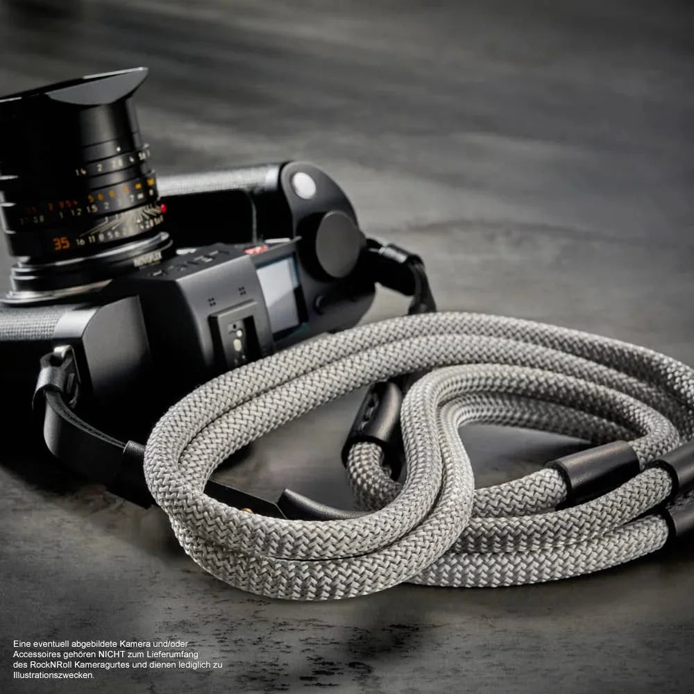 Kameragurte | Grau / Silber, Leder, Seil | Rock n Roll Camera Straps And Bags | Kameragurt Aus Leder Und Seil Für Leica Sl2 Sl s | Poly