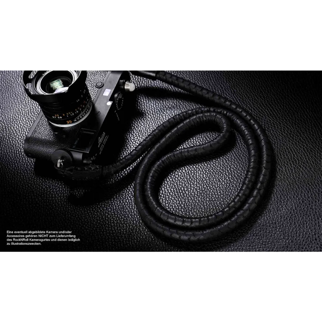 Kameragurte | Leder, Schwarz | Rock n Roll Camera Straps And Bags | Kameragurt Aus Nappaleder In Schlangenleder Design | Rock n Roll Straps