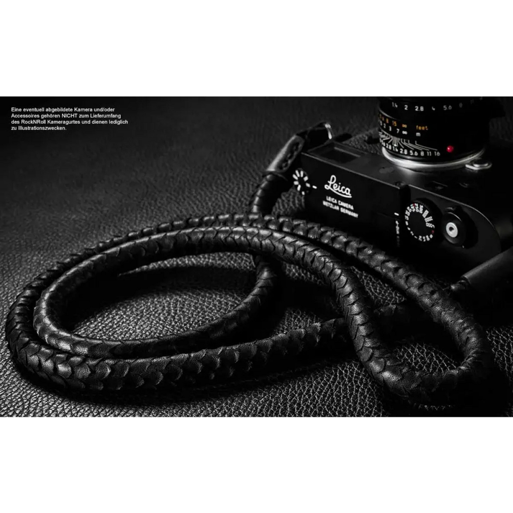 Kameragurte | Leder, Schwarz | Rock n Roll Camera Straps And Bags | Kameragurt Aus Nappaleder In Schlangenleder Design | Rock n Roll Straps