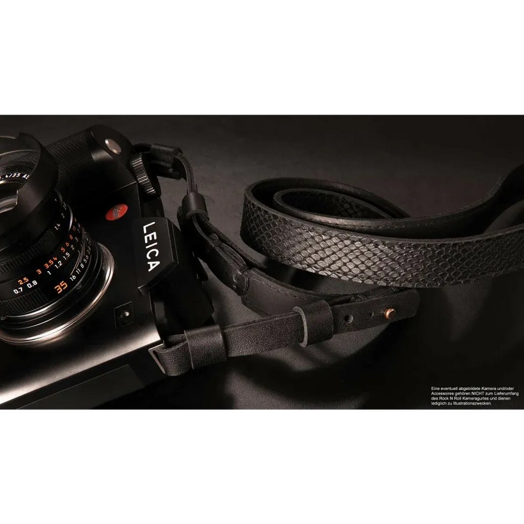 Kameragurte | Leder, Schwarz | Rock n Roll Camera Straps And Bags | Kameragurt Für Leica Sl2 Sl s In Schlangenleder Optik | Rock n Roll