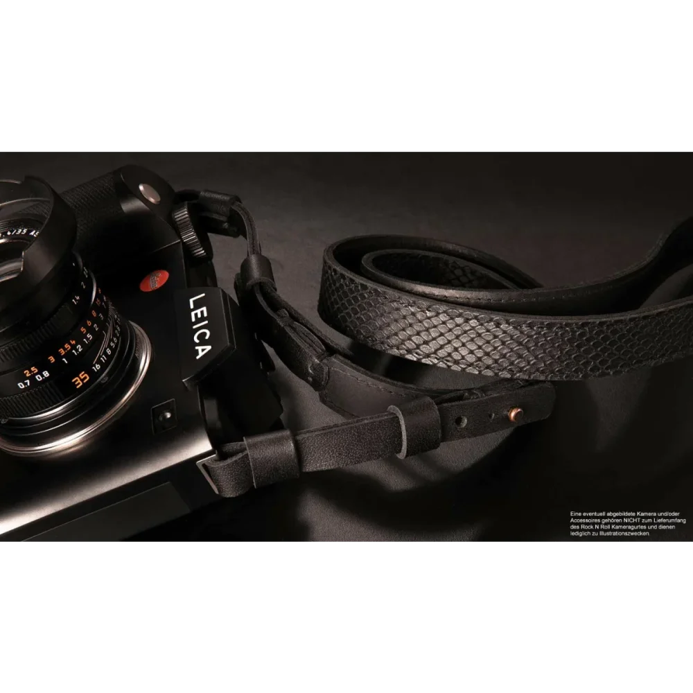 Kameragurte | Leder, Schwarz | Rock n Roll Camera Straps And Bags | Kameragurt Für Leica Sl2 Sl s In Schlangenleder Optik | Rock n Roll
