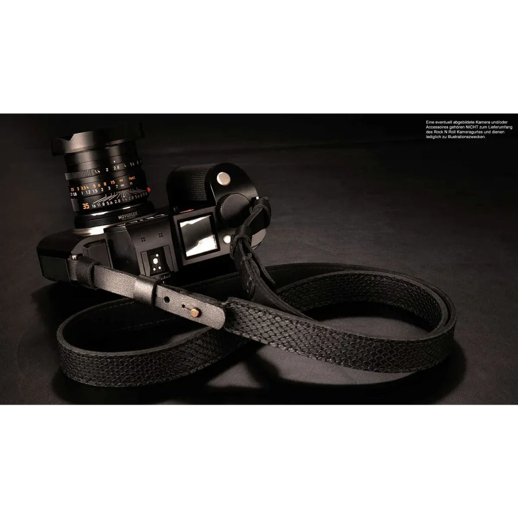 Kameragurte | Leder, Schwarz | Rock n Roll Camera Straps And Bags | Kameragurt Für Leica Sl2 Sl s In Schlangenleder Optik | Rock n Roll
