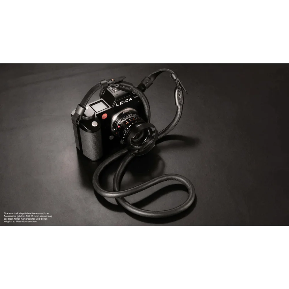 Kameragurte | Leder, Schwarz | Rock n Roll Camera Straps And Bags | Kameragurt Für Leica Sl2 Sl s | Nappaleder | Seil | Schwarz | Rock n