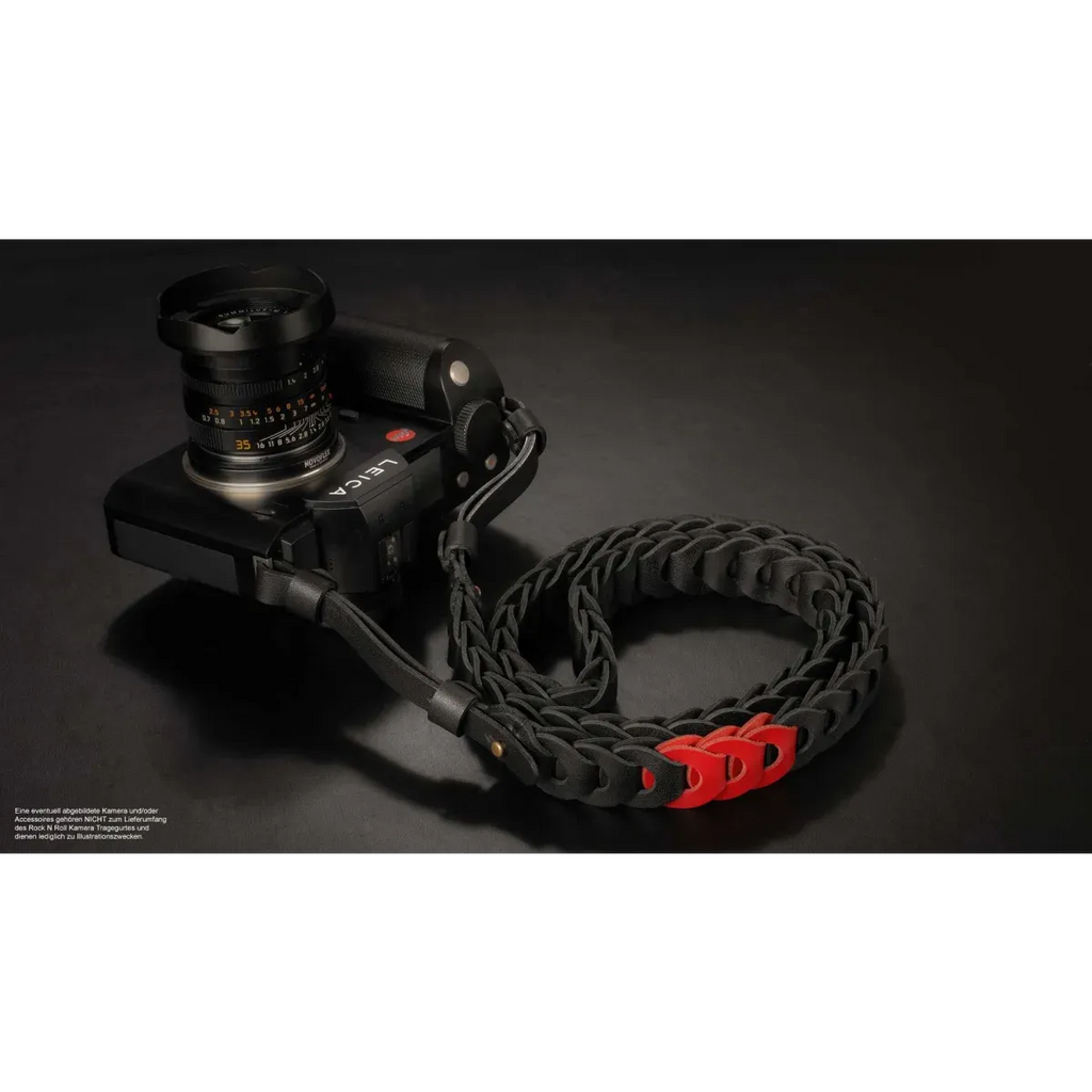 Kameragurte | Leder, Schwarz Und Rot | Rock n Roll Camera Straps And Bags | Kameragurt Für Leica Sl2 Sl s | Schwarz Rot | Rock n Roll Camera