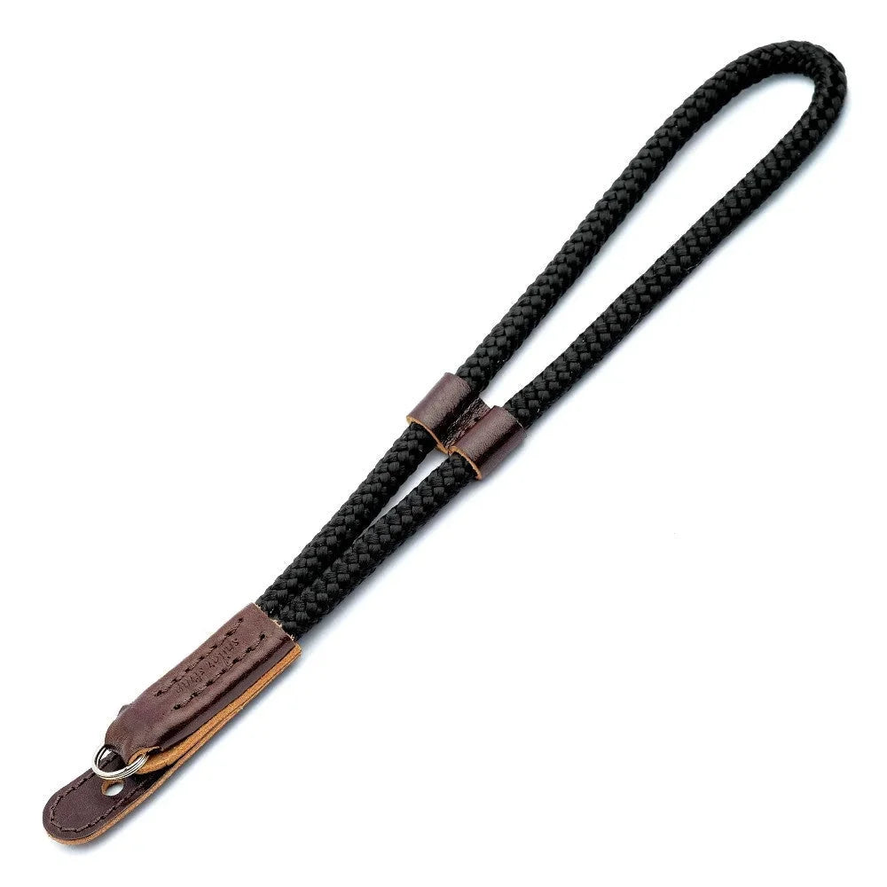 Handschlaufe | Leder, Schwarz, Seil | Sailor Strap | Kameraschlaufe | Hand Strap Aus Leder Und Seil | Schwarz Braun | Handgefertigt