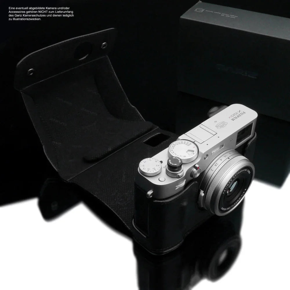 Half Case Bereitschaftstasche | Fuji, Leder, Schwarz | Gariz Design | Kameraschutz Für Fujifilm X100v | Passend Für Gariz Leder Tasche