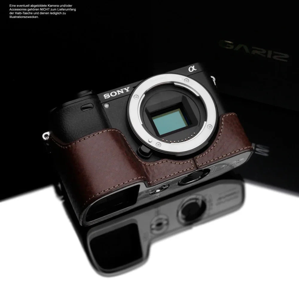 Half Case Bereitschaftstasche | Dunkelbraun, Leder, Sony | Gariz Design | Kameratasche Aus Leder Für Sony Alpha 6100 6300 Und 6400 In Braun