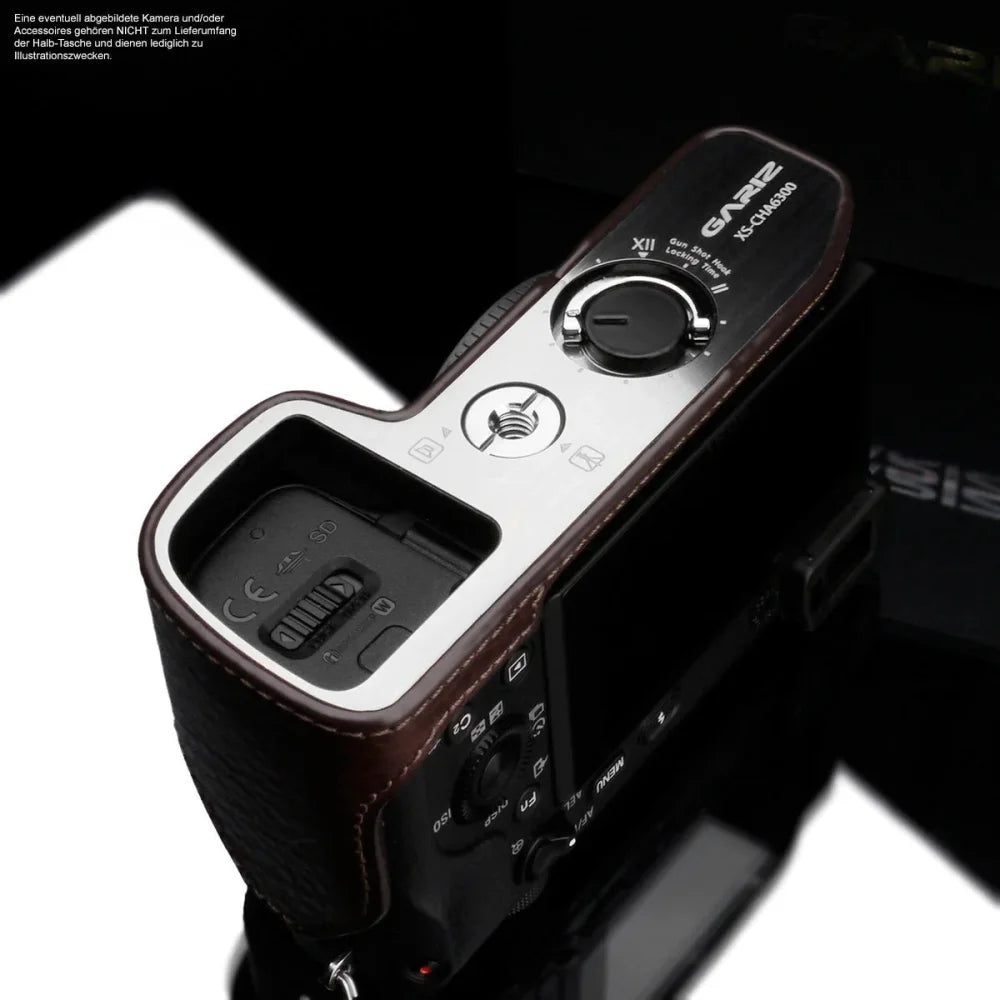 Half Case Bereitschaftstasche | Dunkelbraun, Leder, Sony | Gariz Design | Kameratasche Aus Leder Für Sony Alpha 6100 6300 Und 6400 In Braun