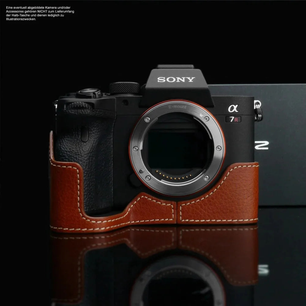 Half Case Bereitschaftstasche | Hellbraun, Leder, Sony | Gariz Design | Kameratasche Aus Leder Für Sony Alpha 7r Mark 4 Sony A7r Iv |