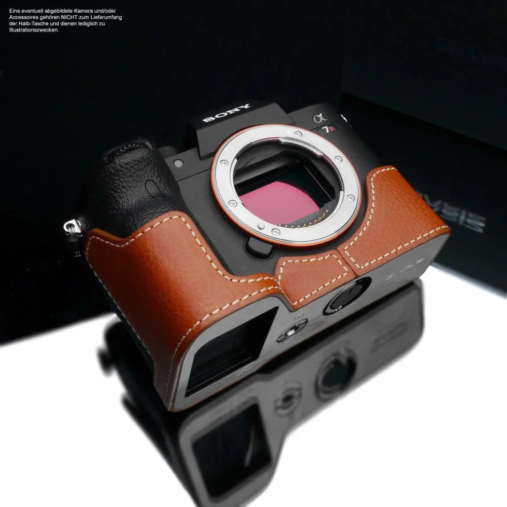 Half Case Bereitschaftstasche | Hellbraun, Leder, Sony | Gariz Design | Kameratasche Aus Leder Für Sony Alpha 7r Mark 4 Sony A7r Iv |