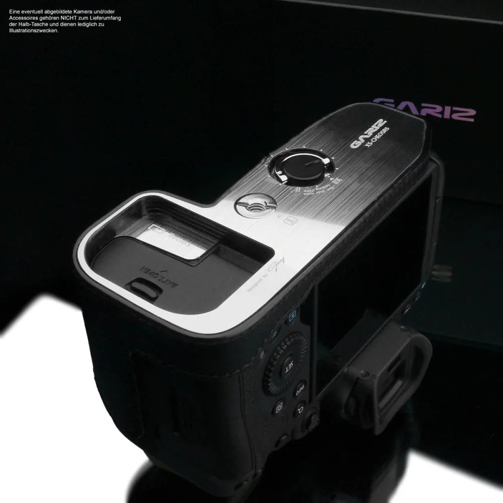 Half Case Bereitschaftstasche | Canon, Leder, Schwarz | Gariz Design | Kameratasche Für Canon Eos R6 Und Eos R5 | Italienisches Leder |